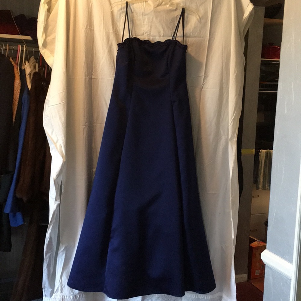 Formal Spaghetti Strap Midnight Blue Gown